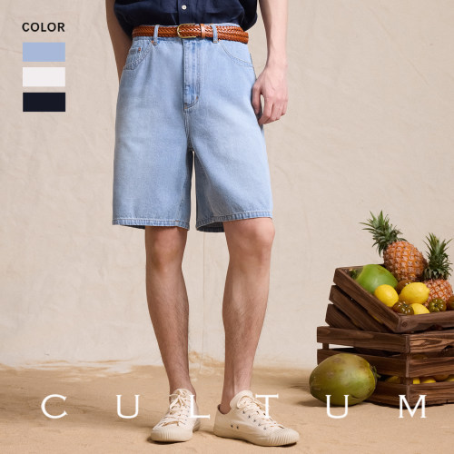 CULTUM牛仔宽松五分短裤男