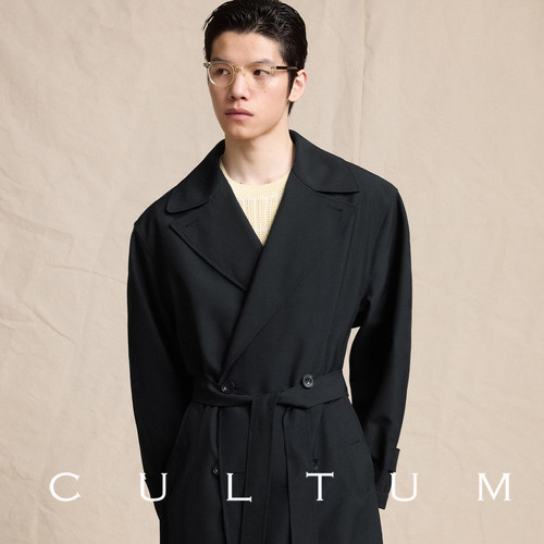 CULTUM复古中长款开春羊毛风衣