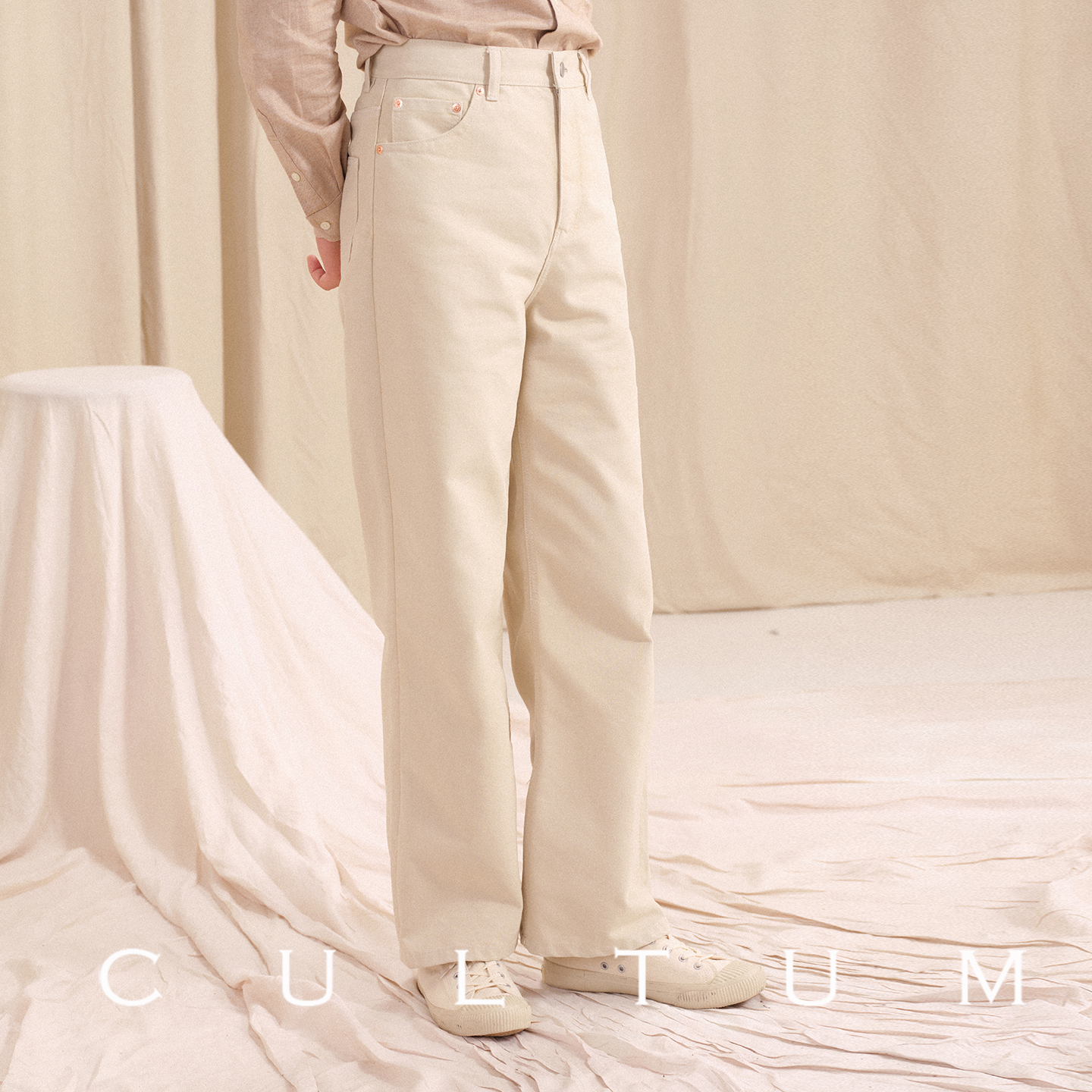 CULTUM意式休闲宽松直筒牛仔裤