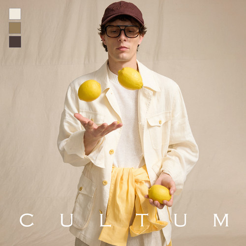 CULTUM开图100%亚麻游猎夹克男