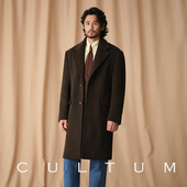 CULTUM加厚880g重100%羊毛柴斯特大衣男士 中长款 复古保暖呢子外套