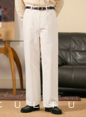 【全棉水洗】CULTUM复古IVY风高腰牛仔裤男休闲百搭宽松长裤子