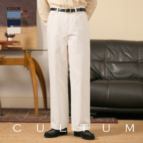 复古ivy风纯棉水洗牛仔裤长裤