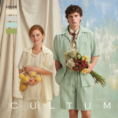 CULTUM情侣款衬衫意式休闲褶皱