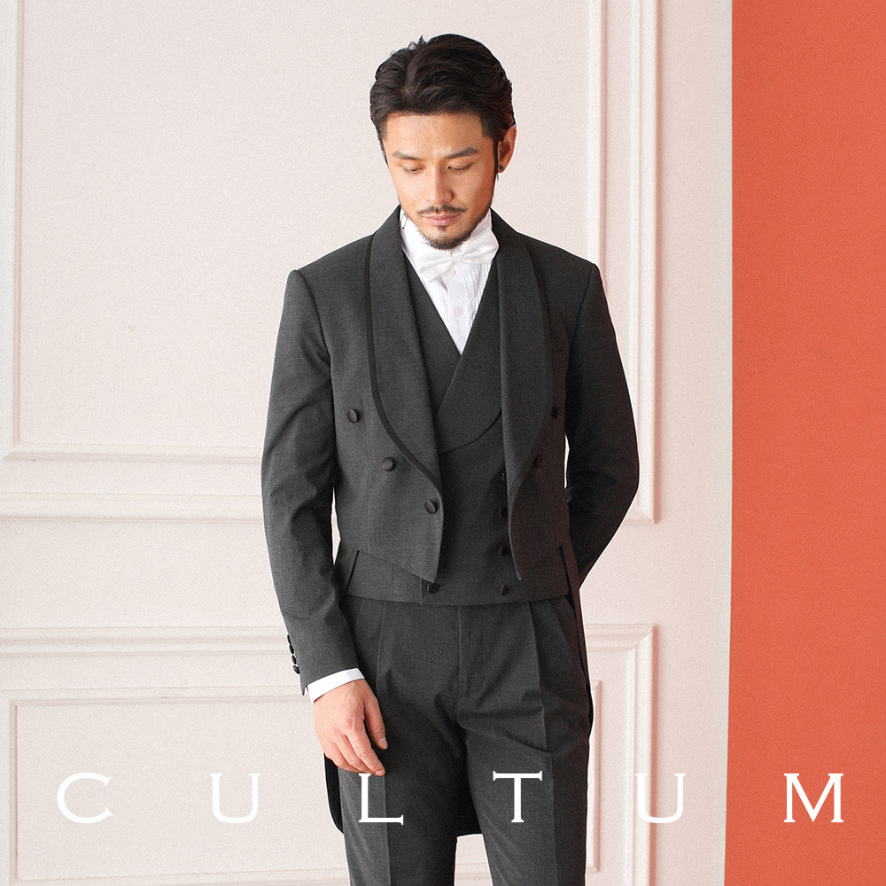 CULTUM ELEGANT BANQUET COURT DRESS GENTLEMAN TUXEDO MENS SLIM SUIT FORMAL SUIT THREE-PIECE SUIT
