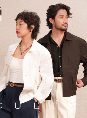 【细腻纸感府绸面料】CULTUM复古全棉翻领网球A2飞行员夹克外套男