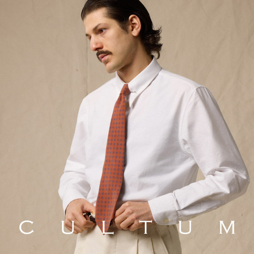 CULTUM全棉复古白色衬衫男款