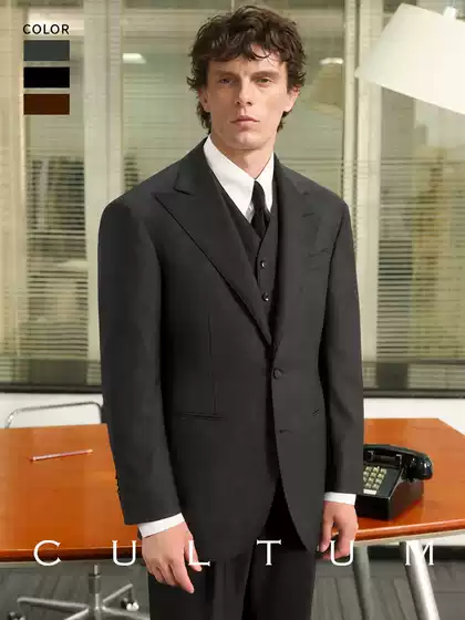【Gentleman's Armor Half-Satin Lining】Cultum 70% Australian Wool Twill Suit with Notch Lapel for Men