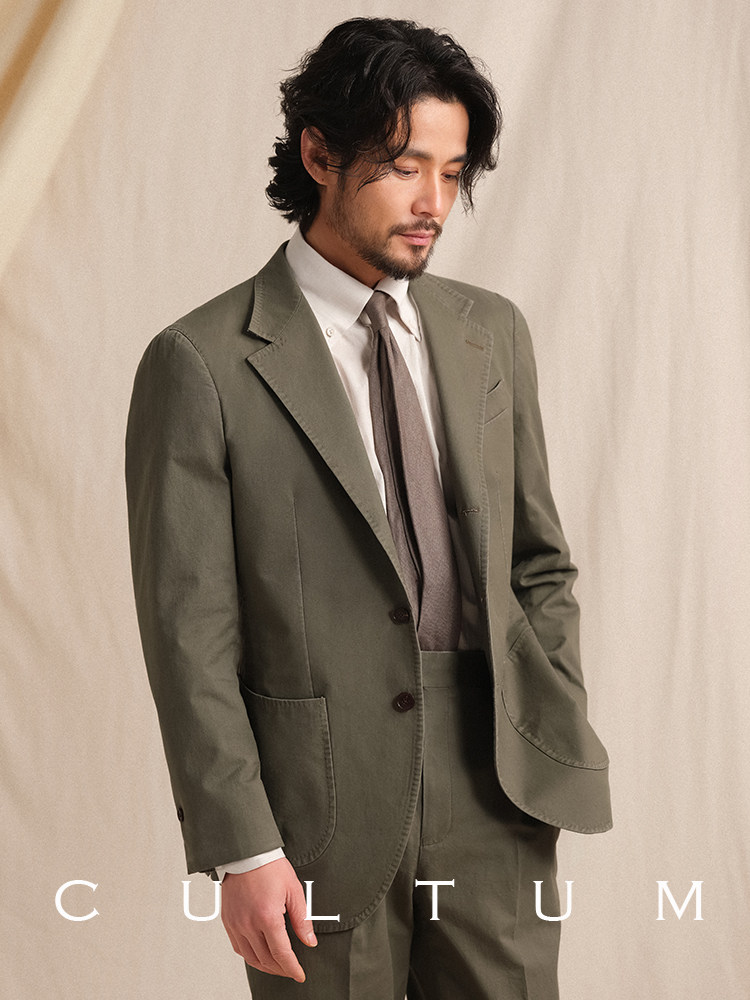 [HALF LINING] CULTUM ITALIAN WASHED COTTON CASUAL SUIT MENS SUIT HIGH-QUALITY WEDDING BLAZER