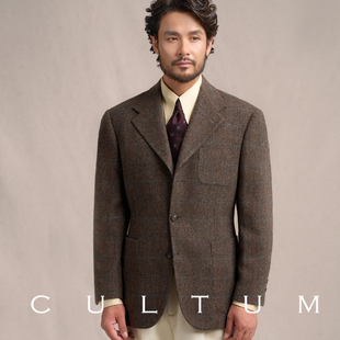 100%羊毛 CULTUM秋冬复古加厚粗纺人字纹格子西服男单西 1930s
