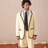 CULTUM镶边白色布雷泽网球西装 静奢运动学院风 外套男休闲西服