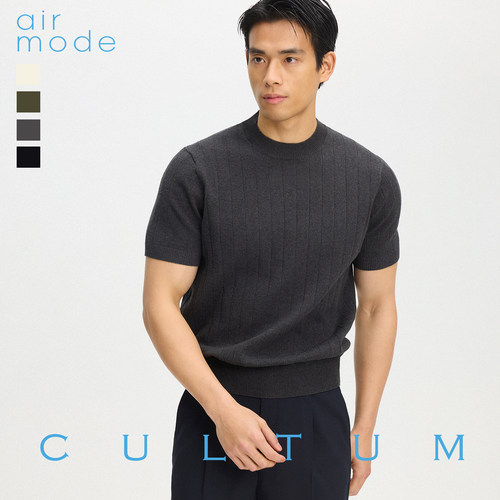 强捻全棉坑条透气短袖针织T恤