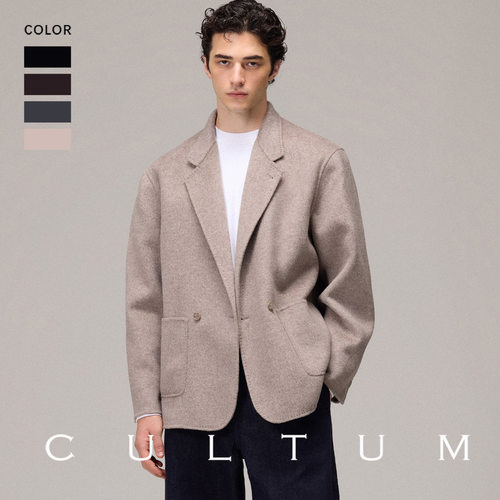 CULTUM秋冬双排扣短款羊毛大衣