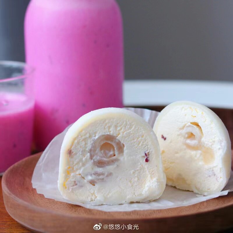 【悠悠小食光】季节限定款  手工玫瑰荔枝雪媚娘 糯米团子甜品