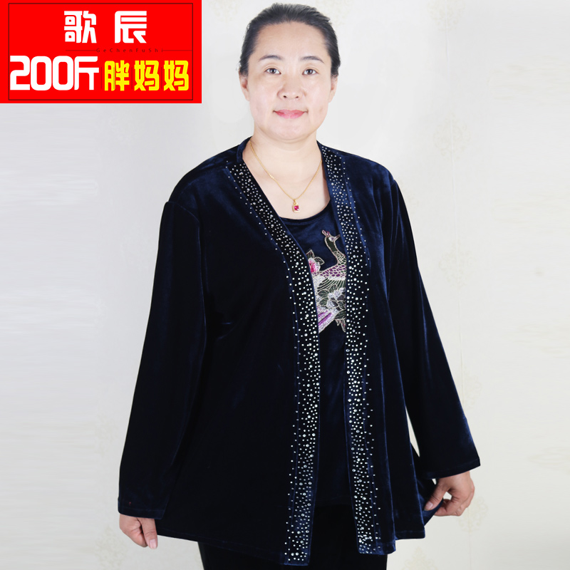 秋季新款中老年胖奶奶大码女装t恤假一赔三