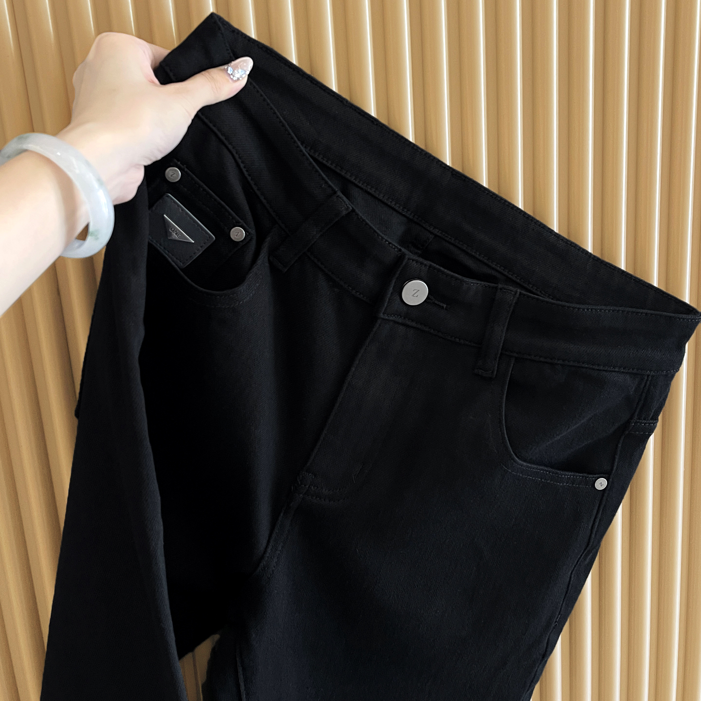 黑色防褪色九分牛仔裤男士莱赛尔轻奢四面弹百搭牛仔裤修身小脚裤