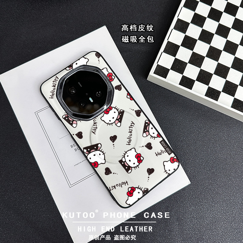 好多黑爱心KT磁吸全包防摔适用于华为mate60rs非凡大师手机壳mate70pro保护套MATE70RS高级感外壳卡通高档女