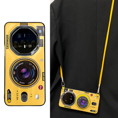 黄色相机真皮全包防摔适用于华为mate60RS非凡大师手机壳mate70RS保时捷MATE60保护套mate70pro磁吸支架女款