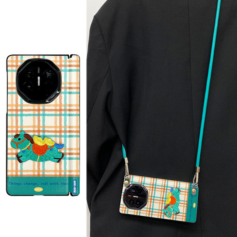 黄绿条纹格适用于vivoxfold5手机壳中轴铰链全包防摔外壳xfold5pro保护套XFOLD5高档折叠屏双中轴皮纹新款