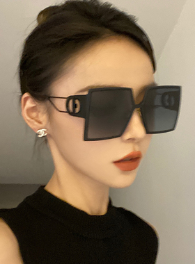 2021新款网红墨镜女潮高级白色大方框太阳镜大脸显瘦眼镜防紫外线