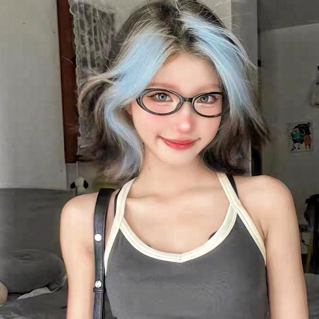 欧美辣妹中古椭圆形黑色平光镜小脸眼睛镜架个性y2k甜酷眼镜复古