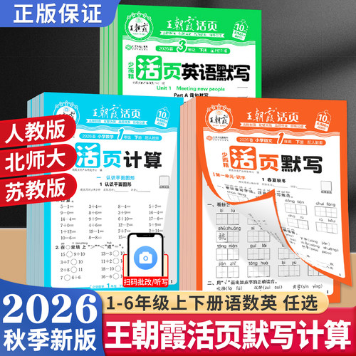 王朝霞少而精活页默写活页计算