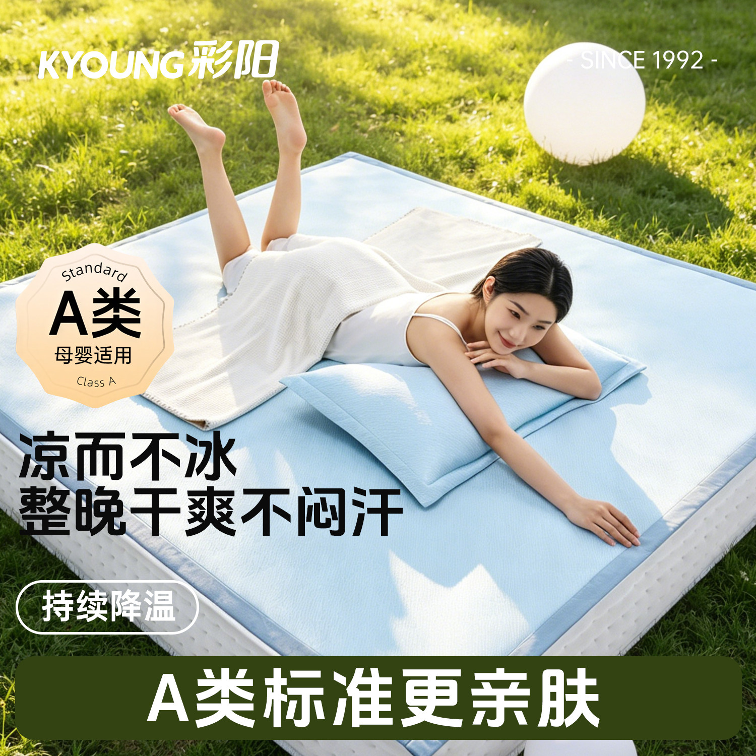 彩阳夏季新款凉席冰丝席床笠软席图片