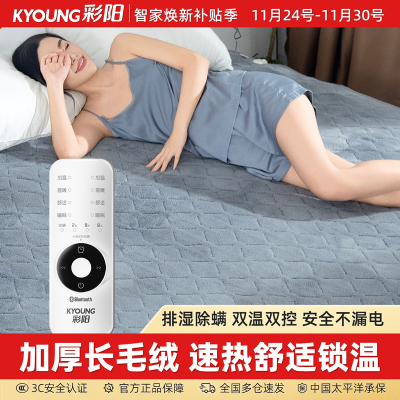 【品质推荐】彩阳定时除螨电热毯