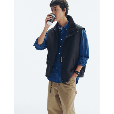 FERMENTEDSHIRT/25秋冬户外休闲三防面料拼接设计马甲外套