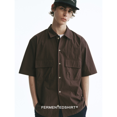 高密洗水棉宽松短袖衬衫