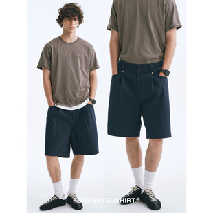 FERMENTEDSHIRT26夏匹马棉单褶宽松休闲短裤