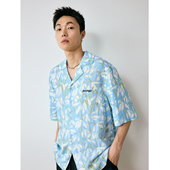 衬衫 FERMENTEDSHIRT 春夏手绘花卉印花休闲度假感短袖
