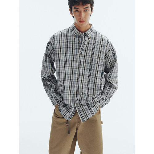 FERMENTEDSHIRT/新品全棉多色色织条纹格复古感宽松休闲衬衫