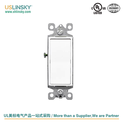 灵天Linsky美标UL认证单开双控拨动开关面板黑色拨杆开关纽家用