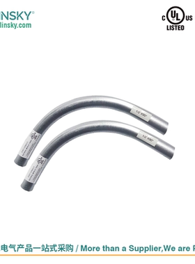 灵天美标镀锌管EMT90度弯头弯管线管接头直通工业风插座开关管线