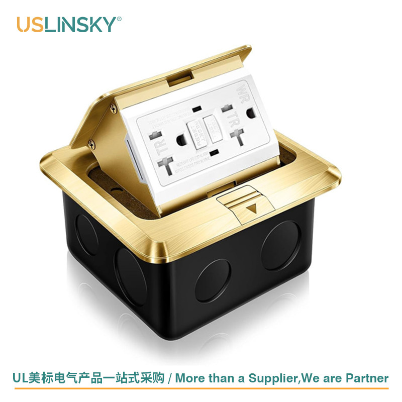 USLINSKY灵天美标地插座120型金色面板家用LT551244-C 2000件起批