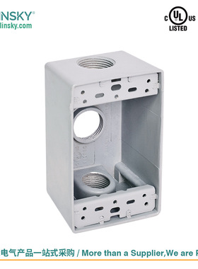 USLINSKY灵天开关插座底盒一位美标UL认证明装防水盒美规接线盒