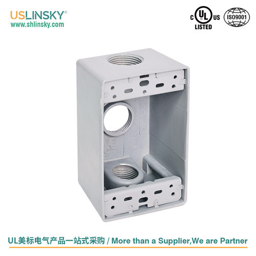 LINSKY灵天UL美标一位两位明装铝压铸底盒接线盒防水美式1B75-3