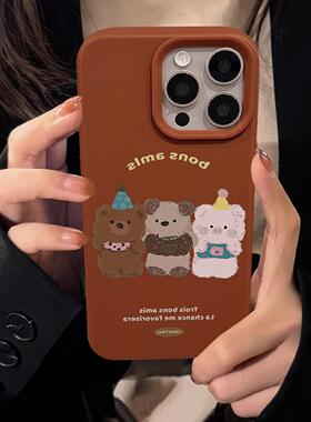 复古红色油画卡通适用iphone17手机壳苹果1614promax硅胶13软