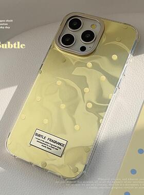 小众简约ins黄色波点适用苹果15pro max手机壳iphone16镭射13硬12