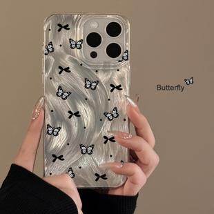清冷感黑色蝴蝶手机壳适用苹果15promax高级iphone17防摔16羽纱14