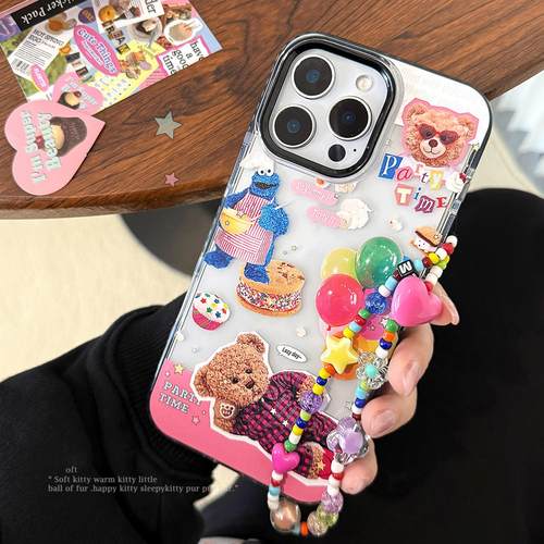 甜甜圈小熊16promax透明iPhone15手机壳适用17韩系卡通14软套