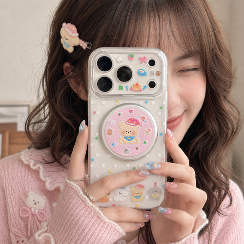 少女风小狗磁吸支架iPhone软壳