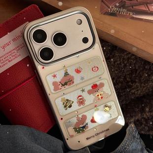 窗口圣诞小狗适用苹果17promax手机壳iphone16电镀14鎏金萌13华为