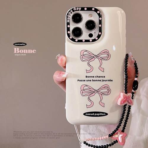 适用甜酷ins蝴蝶结绳手机壳16苹果15软iphone14pro max韩1311