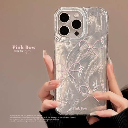 小香风珍珠蝴蝶结手机壳适用17苹果15promax羽纱iphone13防摔16硬