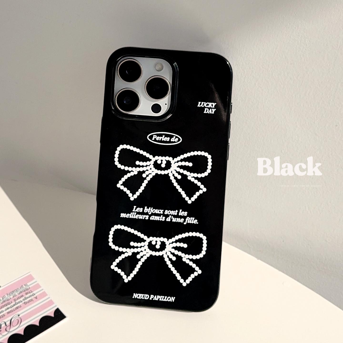 韩系珍珠蝴蝶结iphone17pro手机壳16苹果14全包13硅胶12