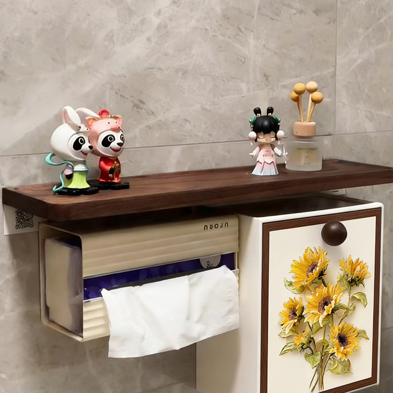 中古风向日葵卫生间置物架浴室收纳厕纸柜夹缝壁挂纸巾盒厕所马桶,家庭/个人清洁工具,浴室角架/置物架,淘宝优惠券,粉丝福利购,淘宝优惠卷