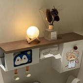 可爱小熊卫生间纸巾盒马桶旁边置物架厕所壁挂厕纸盒卫生巾收纳架