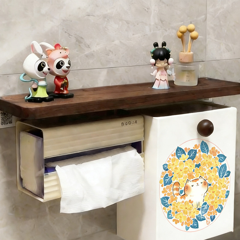 中古风卫生间马桶侧边壁挂纸巾盒